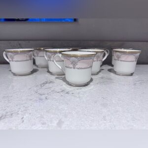 Noritake Pacific Majesty Bone China Footed Teacup 9771 Pink Shells- 9 cups